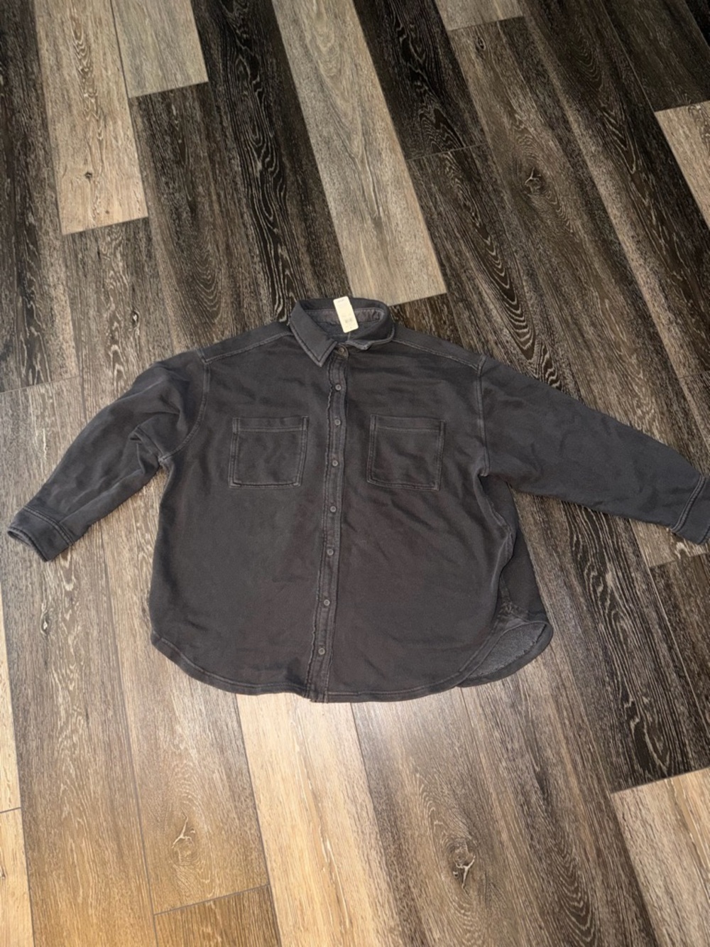 aerie Washed Black Collared Button-Up Shirt